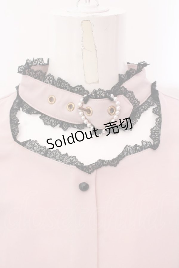画像2: Rojita / ハートバックルラッフルフリルブラウス  ピンク×クロ O-25-02-24-075-LO-BL-IG-OS (2)