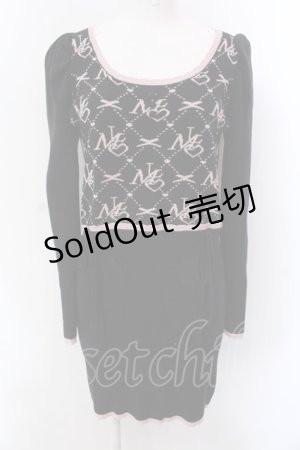 画像: Millor TOKYO / MLモノグラムニットミニワンピ L ブラック×ピンク O-25-02-24-090-LO-OP-IG-OS