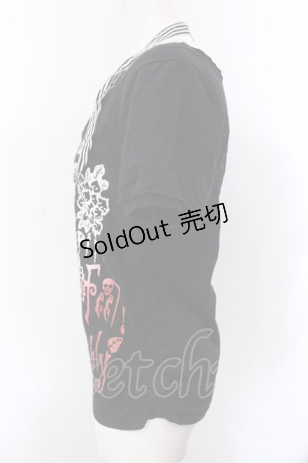 画像2: ALGONQUINS / サイドギャザーラメプリントホルターTシャツ  ブラック O-25-02-24-099-AL-TO-IG-OS (2)