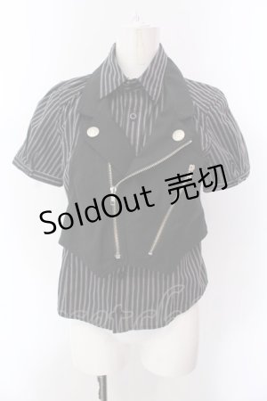 画像: ALGONQUINS / ホルターベスト付きブラウス  ネイビー×ブラック O-25-02-24-101-AL-BL-IG-OS