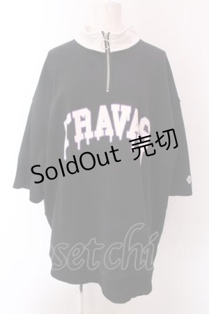画像: TRAVAS TOKYO / Logo half zip Tシャツ F ブラック O-25-02-24-017-PU-TO-YM-OS