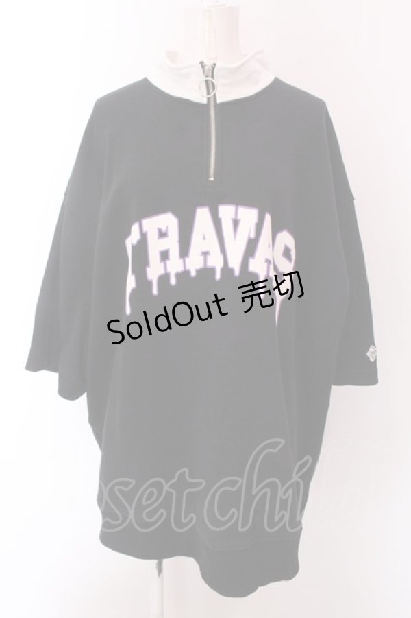 画像1: TRAVAS TOKYO / Logo half zip Tシャツ F ブラック O-25-02-24-017-PU-TO-YM-OS (1)