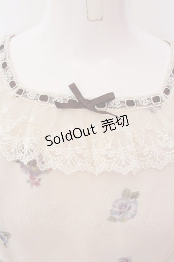 画像2: Innocent World / アンティークパンジーシフォンドレス M アイボリー O-25-02-25-003-IW-OP-IG-OS (2)