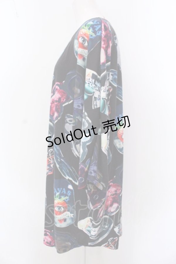 画像2: TRAVAS TOKYO / Acrylic art round hem BIG TEE　BIGTシャツ F ブラック O-25-02-25-036-PU-TO-OW-OS (2)