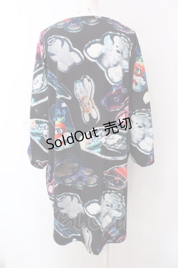 画像3: TRAVAS TOKYO / Acrylic art round hem BIG TEE　BIGTシャツ F ブラック O-25-02-25-036-PU-TO-OW-OS (3)