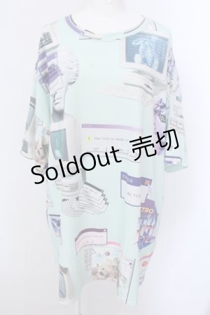 画像: TRAVAS TOKYO / 昇華TEE（Vapor wave 総柄）Tシャツ F ライトグリーン O-25-02-25-037-PU-TO-OW-OS