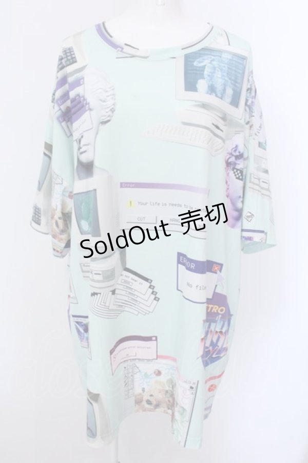 画像1: TRAVAS TOKYO / 昇華TEE（Vapor wave 総柄）Tシャツ F ライトグリーン O-25-02-25-037-PU-TO-OW-OS (1)