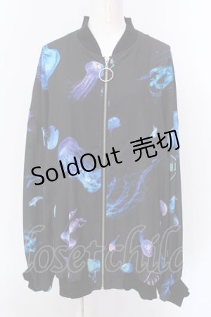 画像: TRAVAS TOKYO / 総柄シフォンブルゾン F ブラック O-25-02-25-039-PU-JA-OW-ZI