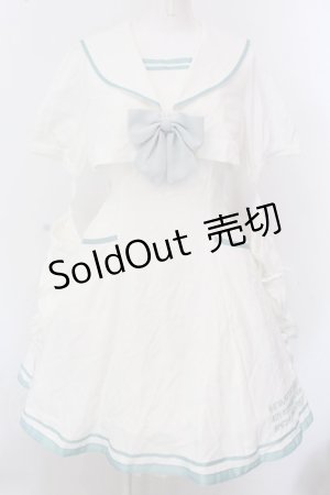 画像: Amavel / CYBER CATS セーラーワンピース  ホワイト×ミント O-25-02-25-043-CA-OP-IG-OS
