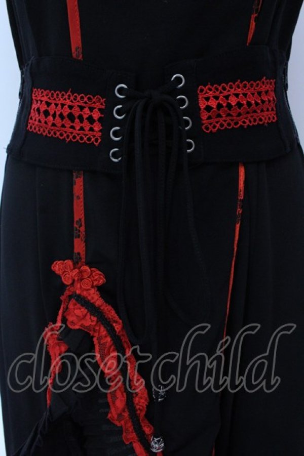 画像3: Ozz oneste / 華刺しゅうチャイナノースリーブワンピース  ブラック×レッド O-25-02-25-012-OO-OP-OW-OS (3)