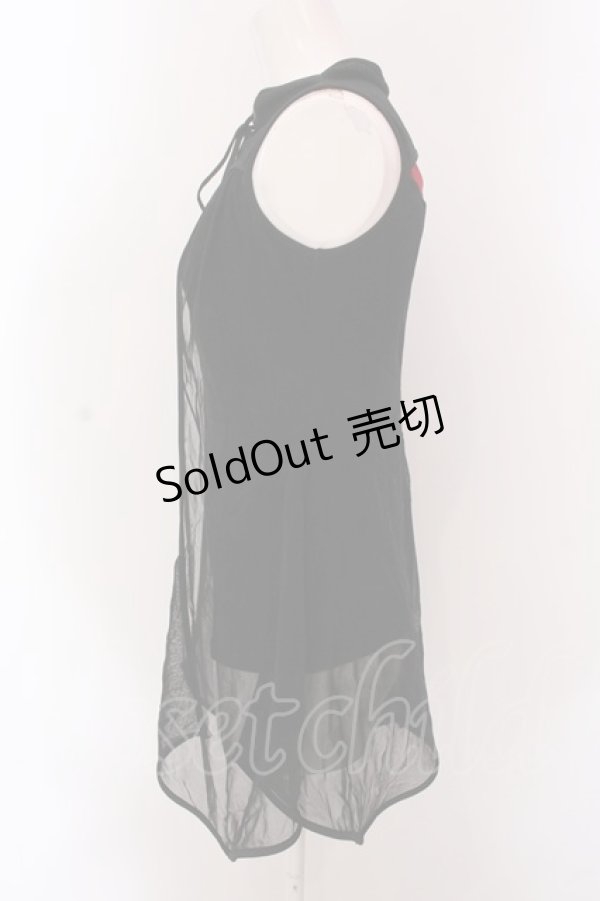 画像3: Ozz oneste / 胸開きメッシュレイヤードタンクトップ  ブラック×レッド O-25-02-25-013-OO-TO-OW-OS (3)