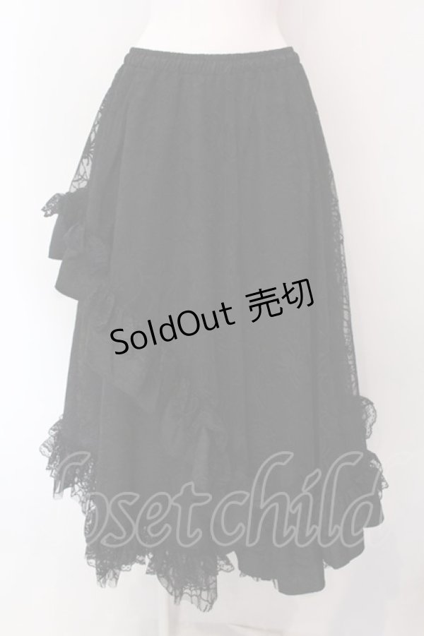 画像1: Qutie Frash / 蜘蛛メッシュロングスカート  ブラック O-25-02-25-019-QU-SK-OW-OS (1)
