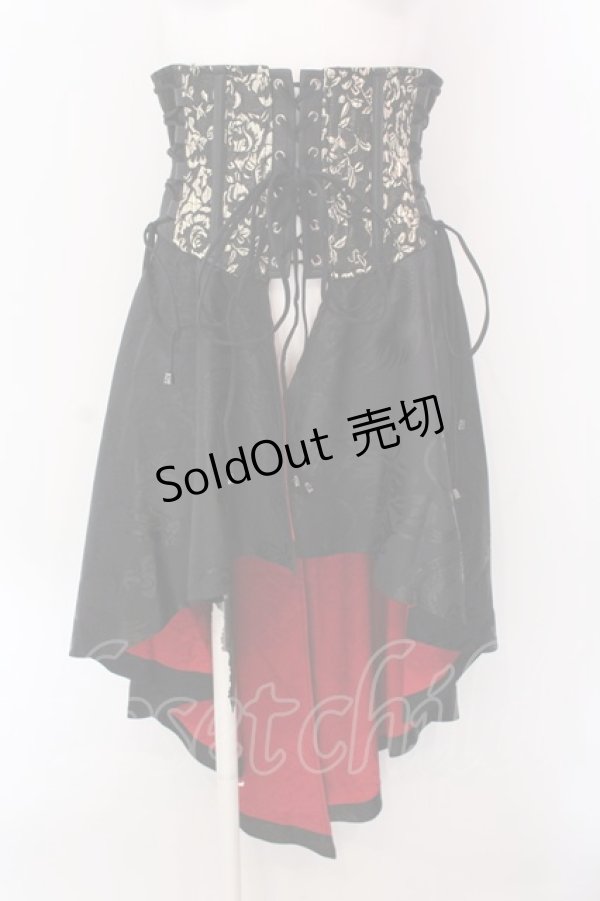 画像1: Qutie Frash / 後ろロングラップコルセット  ブラック×レッド×ゴールド O-25-02-25-020-QU-TO-OW-OS (1)