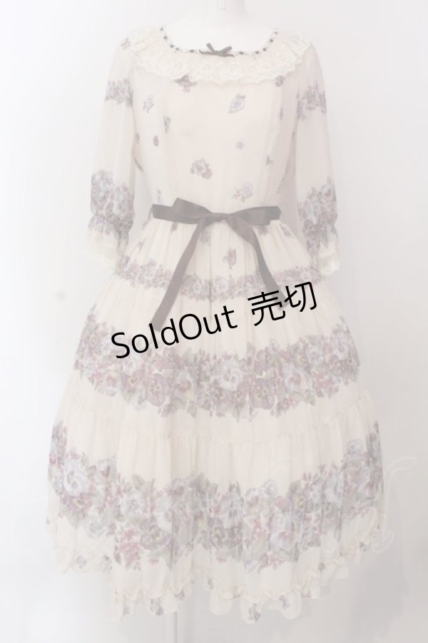 画像1: Innocent World / アンティークパンジーシフォンドレス M アイボリー O-25-02-25-003-IW-OP-IG-OS (1)