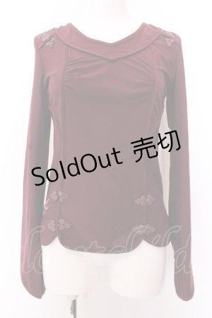 画像: Ozz oneste / チャイナボタン配色カットソー  ワイン O-25-02-26-029-OO-TO-OW-OS