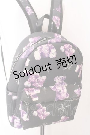 画像: TRAVAS TOKYO / PUBack Pack 「Small」　くまプリント総柄バックパック  ブラック×パープル O-25-02-26-040-PU-BG-OW-OS