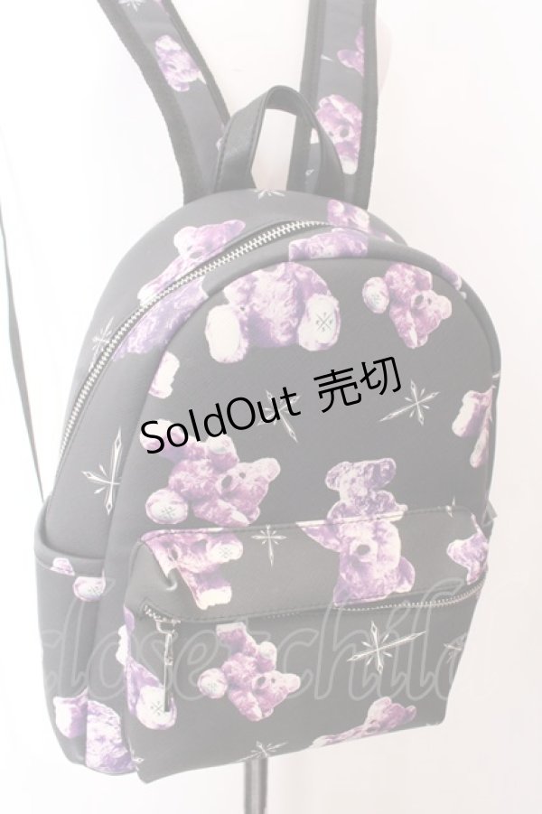 画像1: TRAVAS TOKYO / PUBack Pack 「Small」　くまプリント総柄バックパック  ブラック×パープル O-25-02-26-040-PU-BG-OW-OS (1)