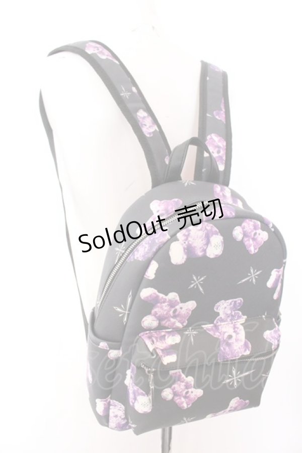 画像2: TRAVAS TOKYO / PUBack Pack 「Small」　くまプリント総柄バックパック  ブラック×パープル O-25-02-26-040-PU-BG-OW-OS (2)
