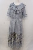 画像1: axes femme NOSTALGIE / レースプリント配色ローズワンピース F サックス O-25-02-26-1035-AX-OP-IG-OS (1)
