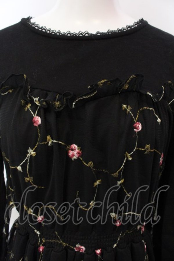 画像2: axes femme POETIQUE / 花刺繍チュールワンピース  黒 O-25-02-26-1039-AX-OP-ET-OS (2)