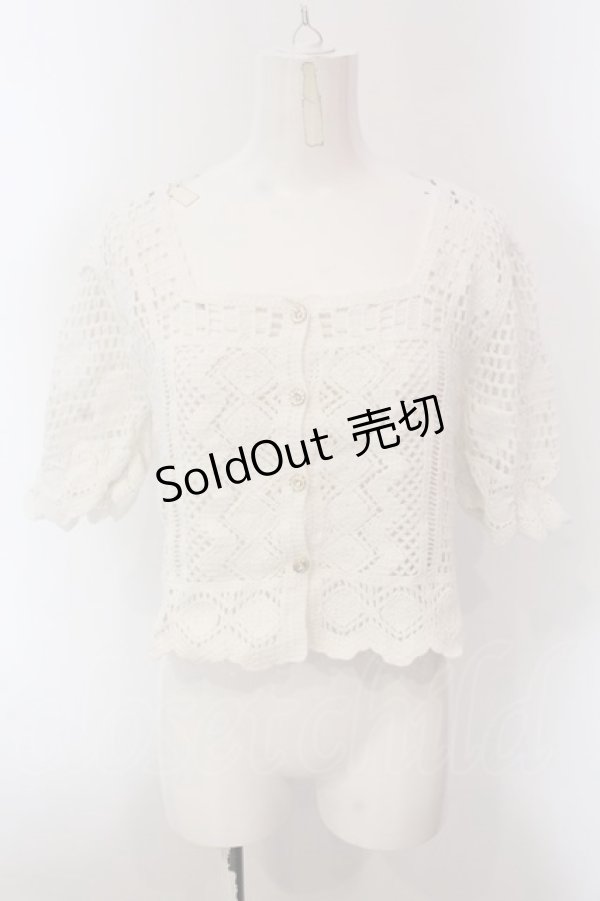 画像1: axes femme POETIQUE / ケミカルレースショートカーディガン M シロ O-25-02-26-1005-AX-TO-IG-OS (1)