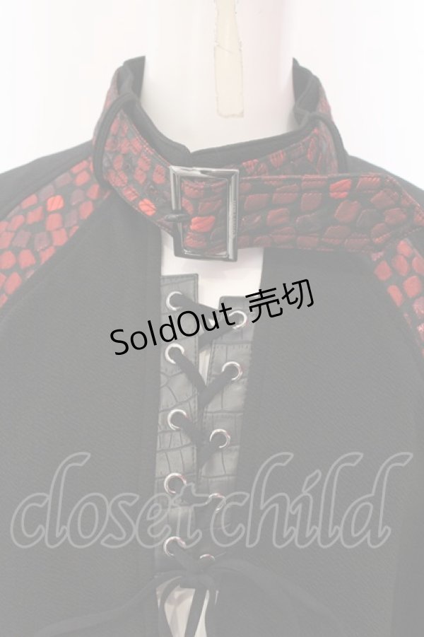 画像2: Qutie Frash / 2023年プレミアム 宵鶴ポンチョ  ブラック?レッド O-25-02-26-1059-QU-JA-YM-ZY (2)