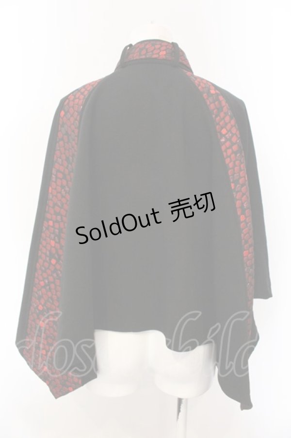 画像4: Qutie Frash / 2023年プレミアム 宵鶴ポンチョ  ブラック?レッド O-25-02-26-1059-QU-JA-YM-ZY (4)
