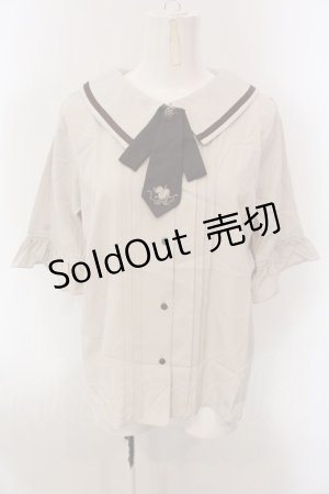 画像: axes femme / タイ付ブラウス L ベージュ O-25-02-26-1008-AX-BL-IG-OS