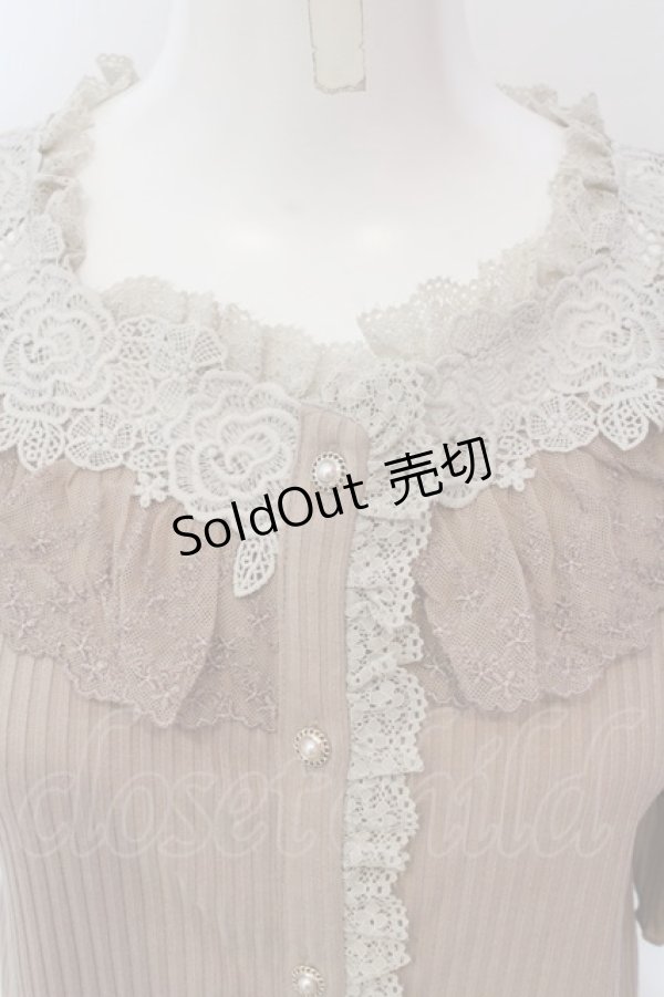画像2: axes femme / 透けローズレースカットカーデ M ベージュ O-25-02-26-1013-AX-TO-SZ-OS (2)