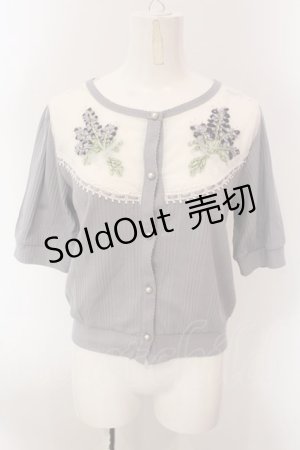 画像: axes femme / リボン刺繍テレコ半袖カーディガン M ラベンダー O-25-02-26-1015-AX-TO-OW-OS