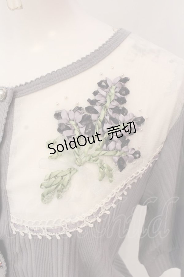 画像2: axes femme / リボン刺繍テレコ半袖カーディガン M ラベンダー O-25-02-26-1015-AX-TO-OW-OS (2)