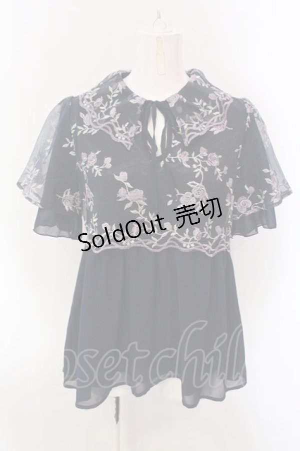 画像1: axes femme / チュール刺繍ロングシャツ M ネイビー O-25-02-26-1017-AX-BL-OW-OS (1)