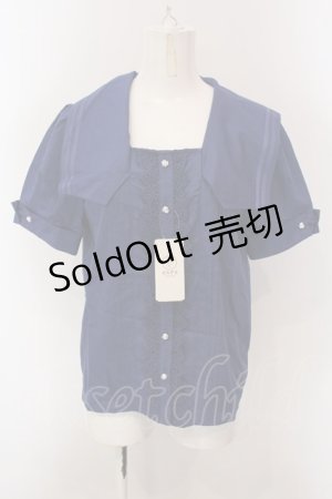 画像: axes femme / マリン風セーラーカラーブラウス F ブルー O-25-02-26-1019-AX-BL-IG-OS