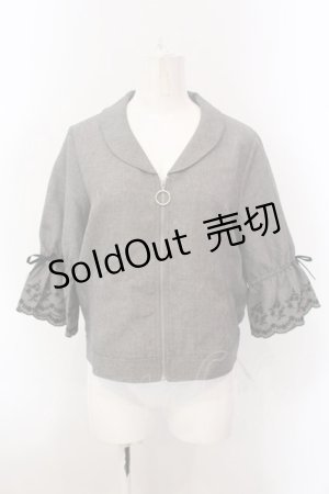 画像: axes femme / スカラップ刺繍袖ブルゾン M グレー O-25-02-26-1025-AX-TO-SZ-OS