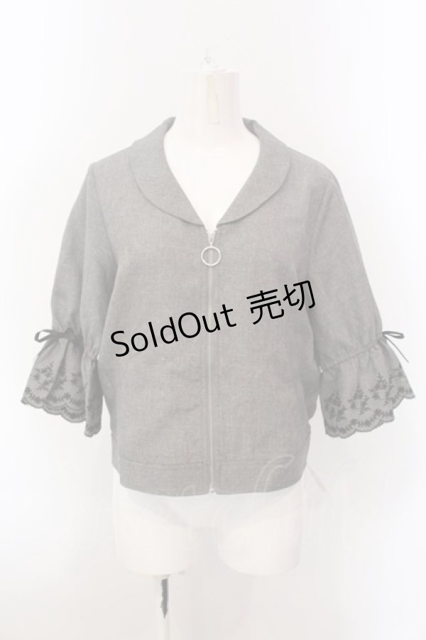 画像1: axes femme / スカラップ刺繍袖ブルゾン M グレー O-25-02-26-1025-AX-TO-SZ-OS (1)