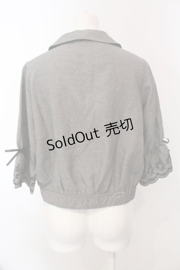 画像3: axes femme / スカラップ刺繍袖ブルゾン M グレー O-25-02-26-1025-AX-TO-SZ-OS (3)