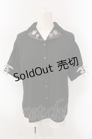 画像: axes femme / 【美女と野獣】刺繍ブラウス M クロ O-25-02-26-1027-AX-BL-IG-OS