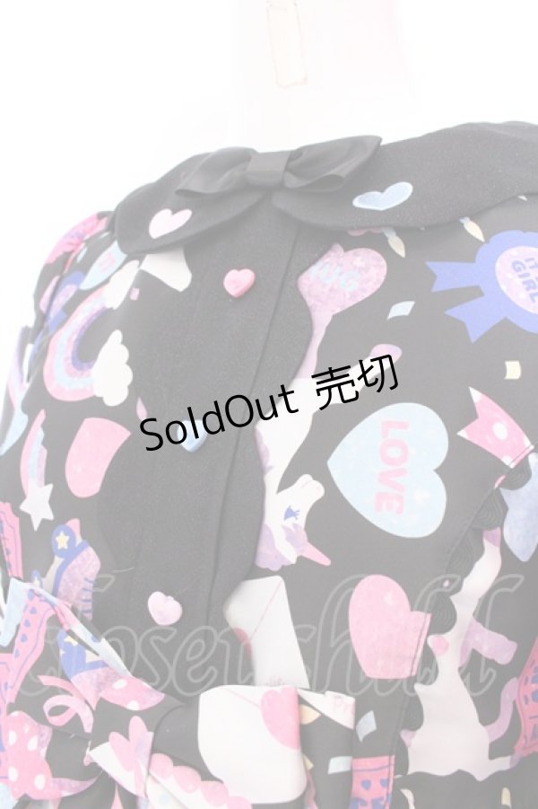 画像2: Angelic Pretty / Girly Stickerワンピース  クロ O-25-02-26-006-AP-OP-OW-OS (2)