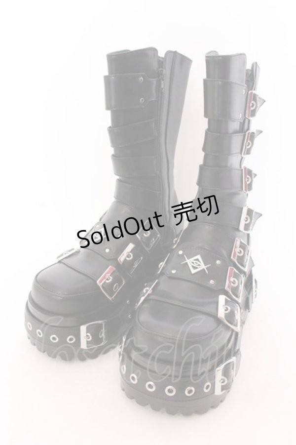 画像1: REFLEM / 7バックルプラットフォームブーツ 24ｃｍ ブラック O-25-02-26-072-PU-SH-OW-ZT-K017 (1)