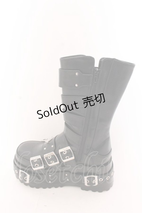 画像3: REFLEM / 7バックルプラットフォームブーツ 24ｃｍ ブラック O-25-02-26-072-PU-SH-OW-ZT-K017 (3)