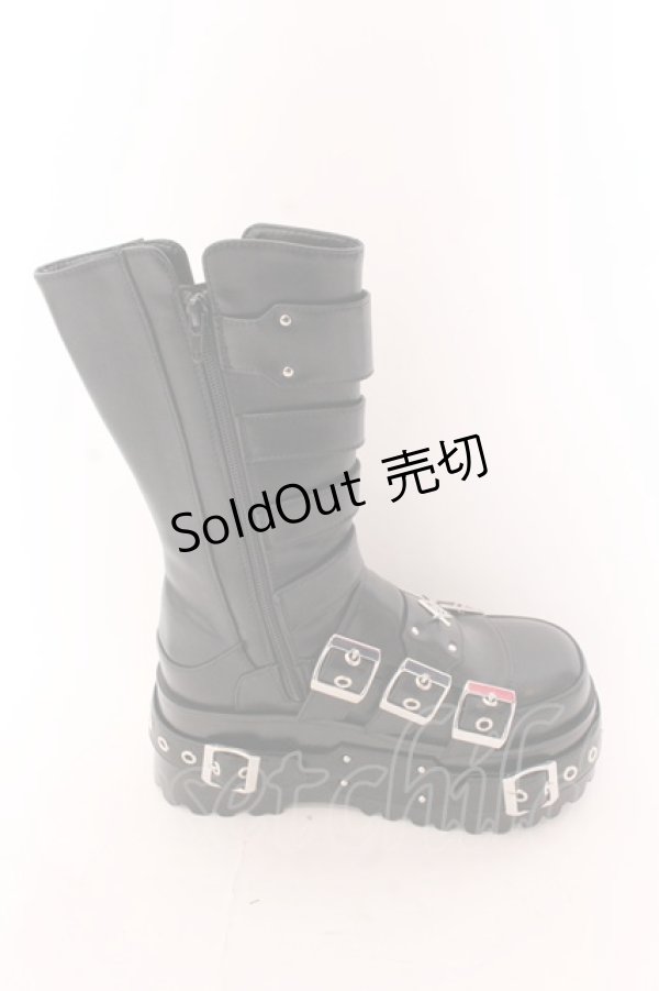 画像5: REFLEM / 7バックルプラットフォームブーツ 24ｃｍ ブラック O-25-02-26-072-PU-SH-OW-ZT-K017 (5)