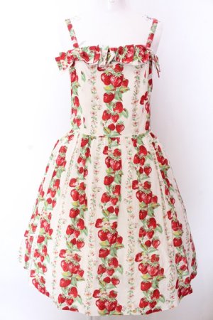 画像: Jane Marple / Strawberry Topiaryのサンドレス M シロ×アカ O-25-02-26-009-JM-OP-OW-OS