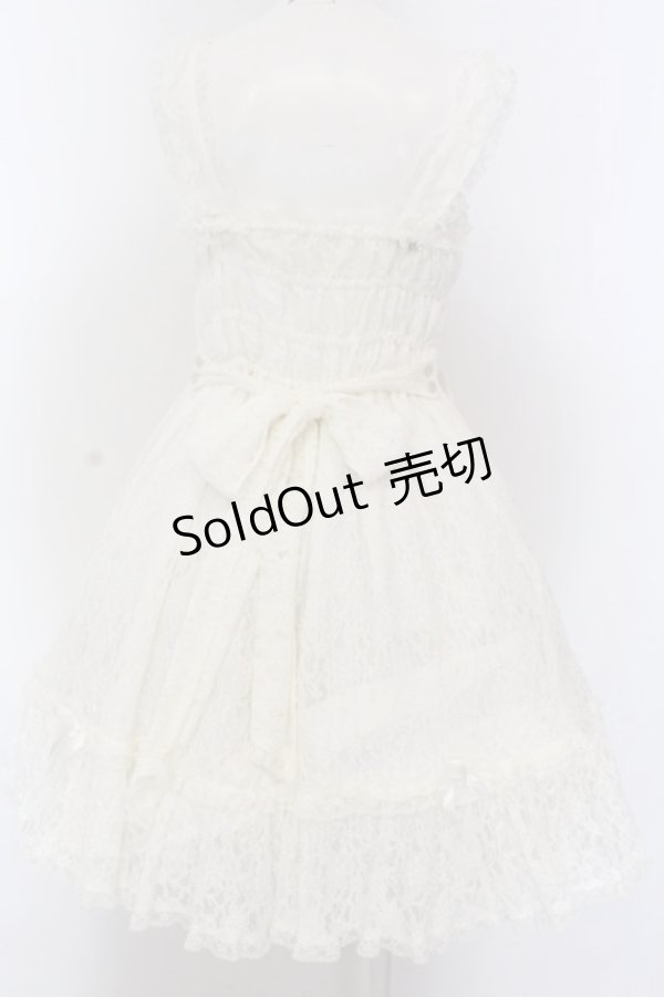 画像5: metamorphose / ラメ総レースシャーリングジャンパースカート  シロ O-25-02-27-1025-ME-OP-IG-OS (5)
