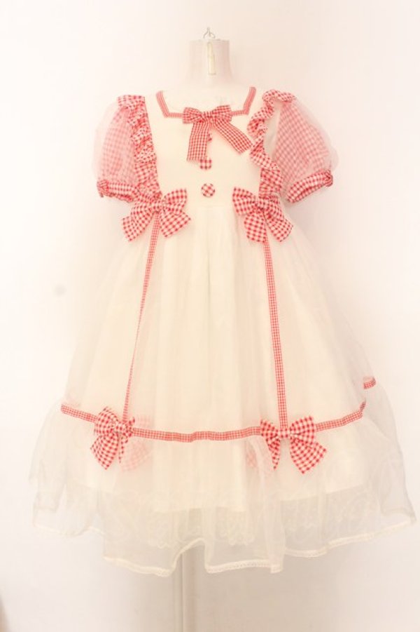 画像1: Angelic Pretty / ふんわりパフェワンピース  シロ×アカ O-25-02-27-1042-AP-OP-IG-OS (1)