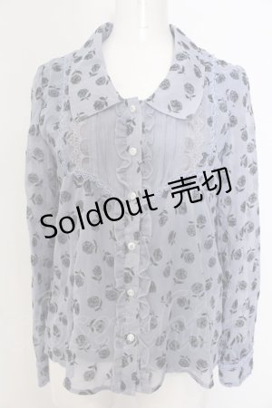 画像: axes femme / 薔薇フロッキーブラウス M ブルーグレー O-25-02-27-1072-AX-BL-OW-OS