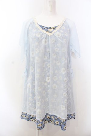 画像: axes femme / 花柄重バックデザインチュニ M サックス O-25-02-27-1084-AX-TO-OW-OS