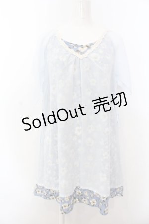 画像: 【SALE】axes femme / 花柄重バックデザインチュニ M サックス O-25-02-27-1084-AX-TO-OW-ZT459