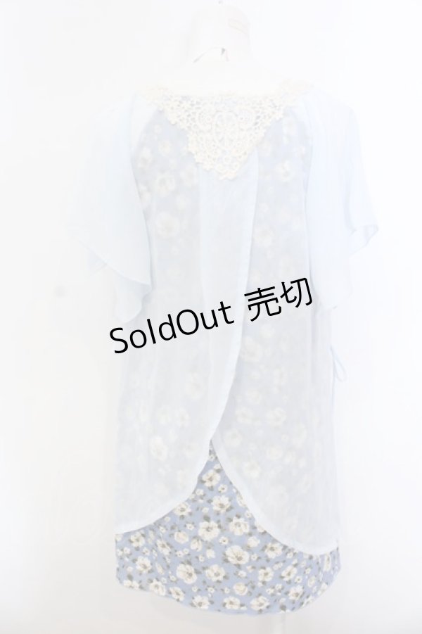 画像2: 【SALE】axes femme / 花柄重バックデザインチュニ M サックス O-25-02-27-1084-AX-TO-OW-ZT459 (2)