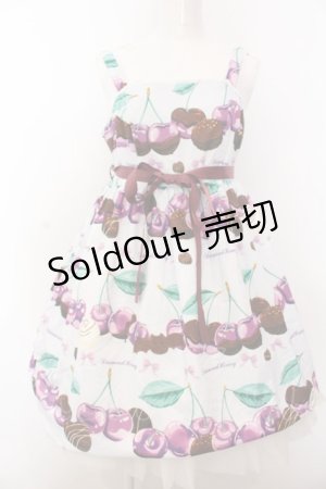 画像: 【SALE】（海外ロリィタブランド）Diamond Honey / チョコレートチェリージャンパースカート  サックス×パープル O-25-02-27-1091-LO-OP-IG-ZT024