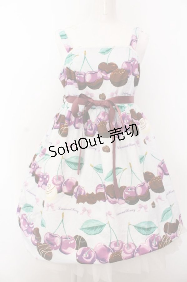 画像1: 【SALE】（海外ロリィタブランド）Diamond Honey / チョコレートチェリージャンパースカート  サックス×パープル O-25-02-27-1091-LO-OP-IG-ZT024 (1)